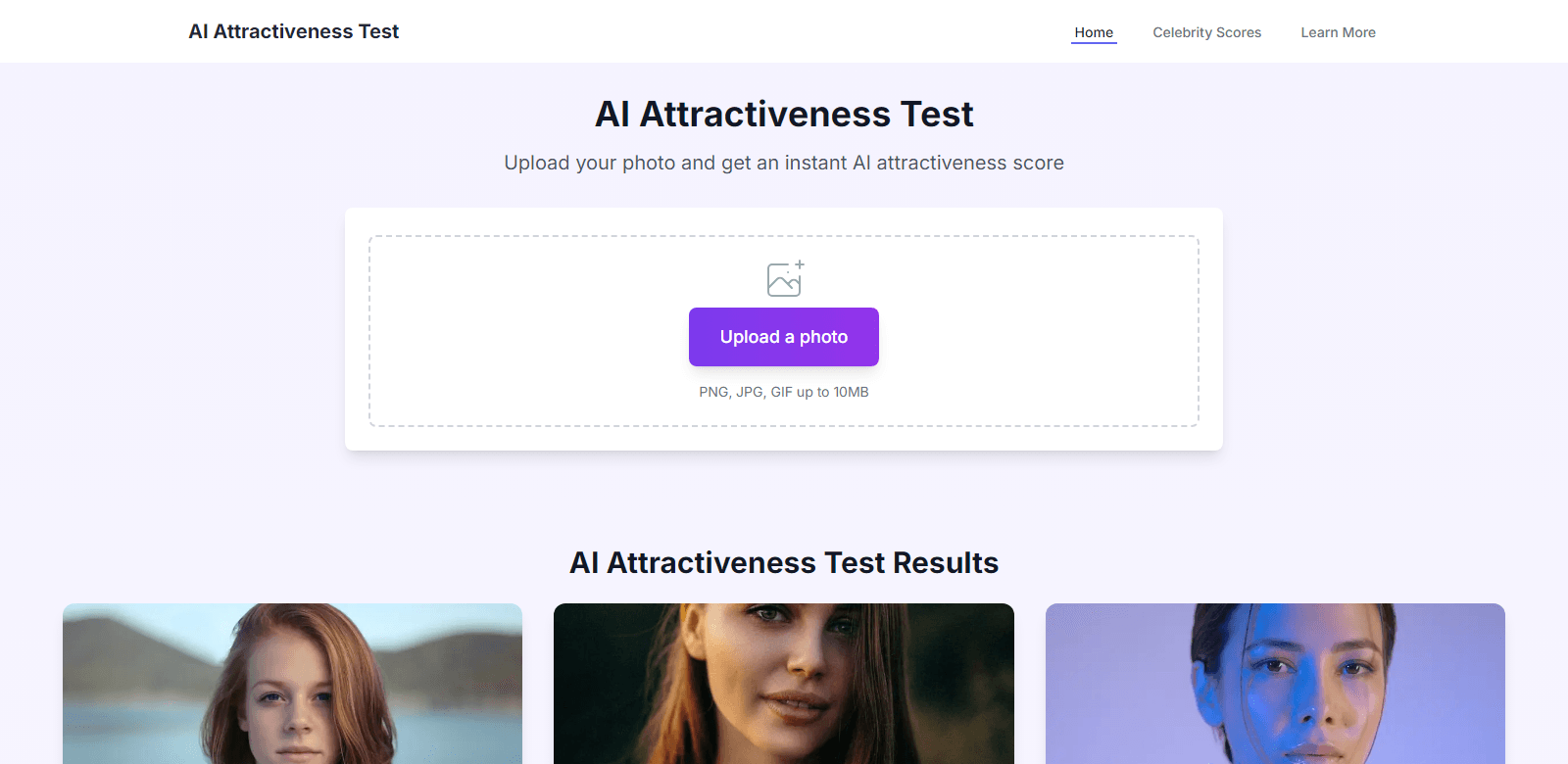  AI Attractiveness Test  scrrenshot