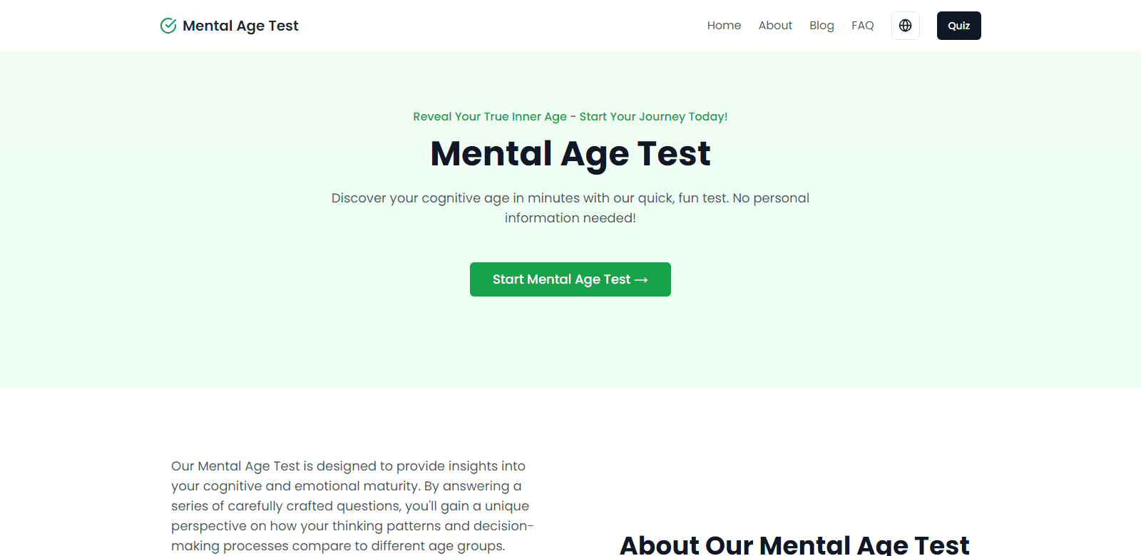 mentalagetest scrrenshot