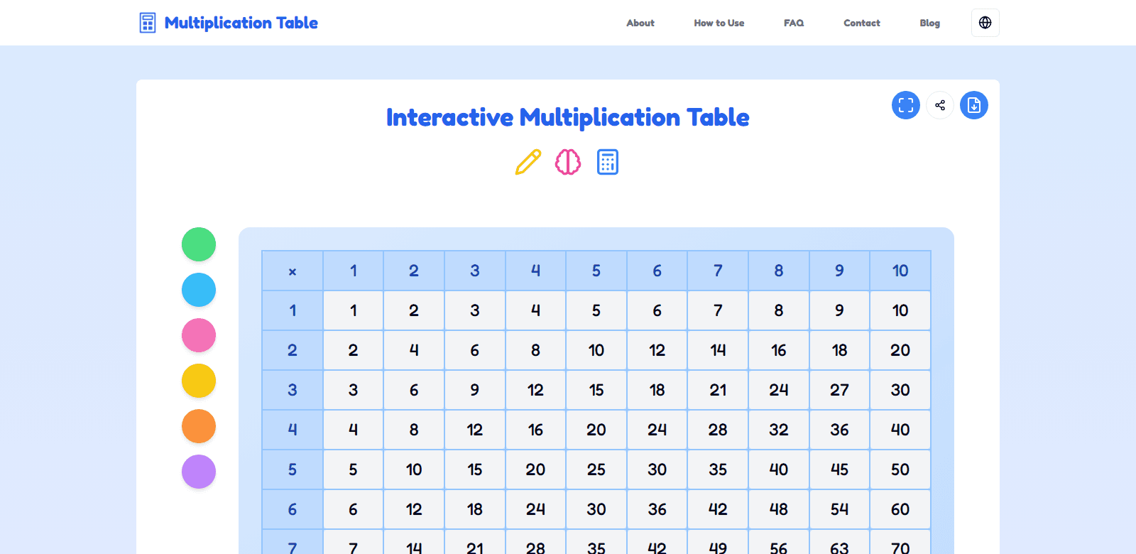 multiplicationchart scrrenshot