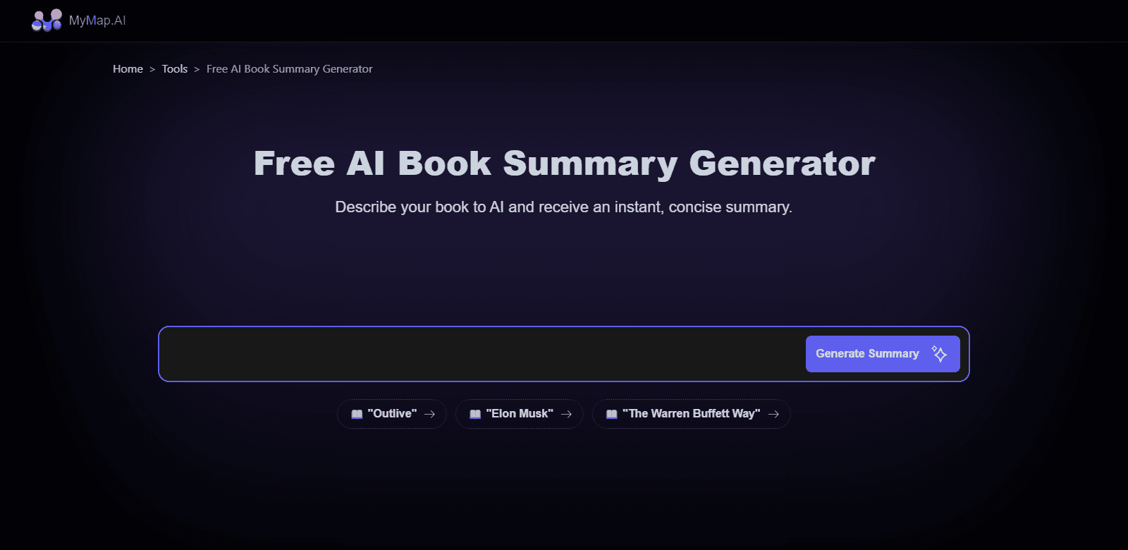 MyMap.AI Book Summarizer scrrenshot