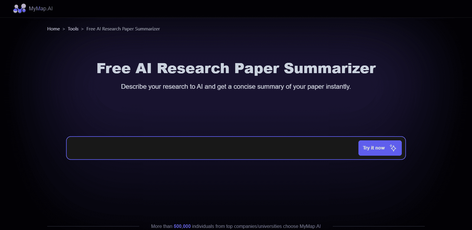 MyMap.AI Research Paper Summarizer scrrenshot