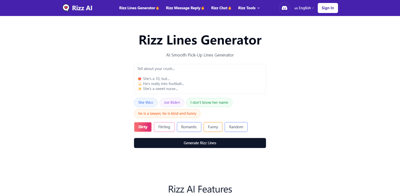 Rizz Lines AI scrrenshot