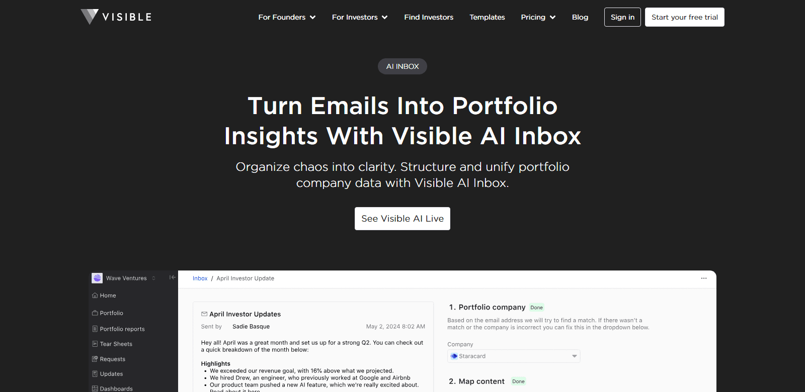 Visible AI Inbox scrrenshot