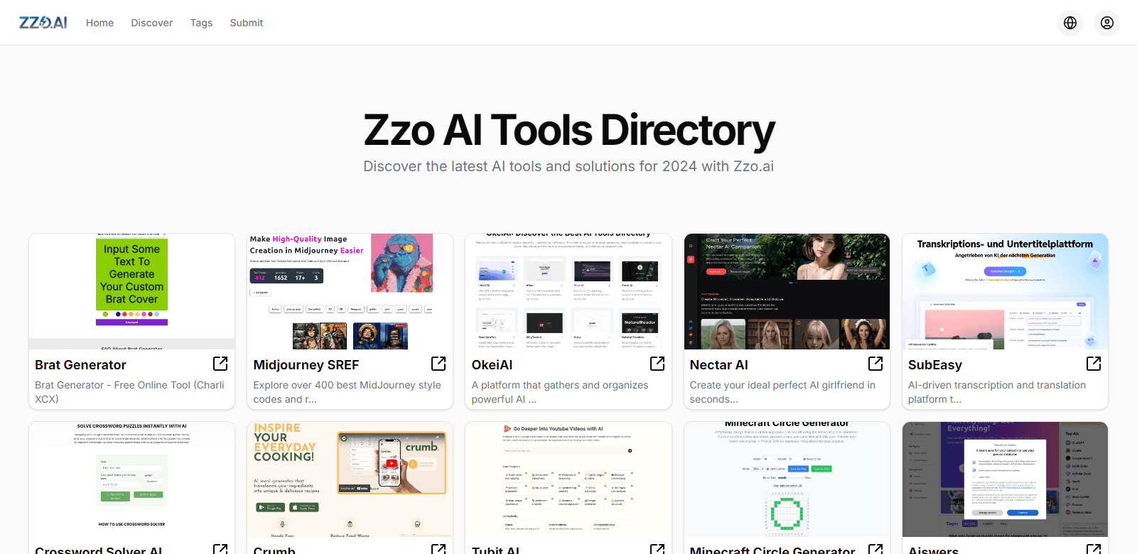 Zzo AI Tools Directory scrrenshot